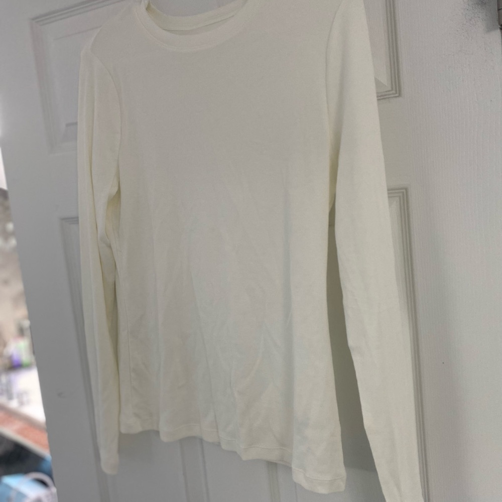 New Day White Ribbed Long Sleeve Tee • Closet Essential